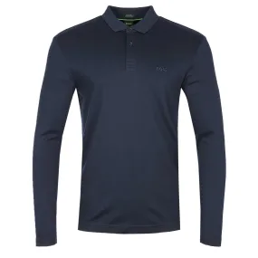 BOSS Pirol Long Sleeve Polo Shirt in Navy