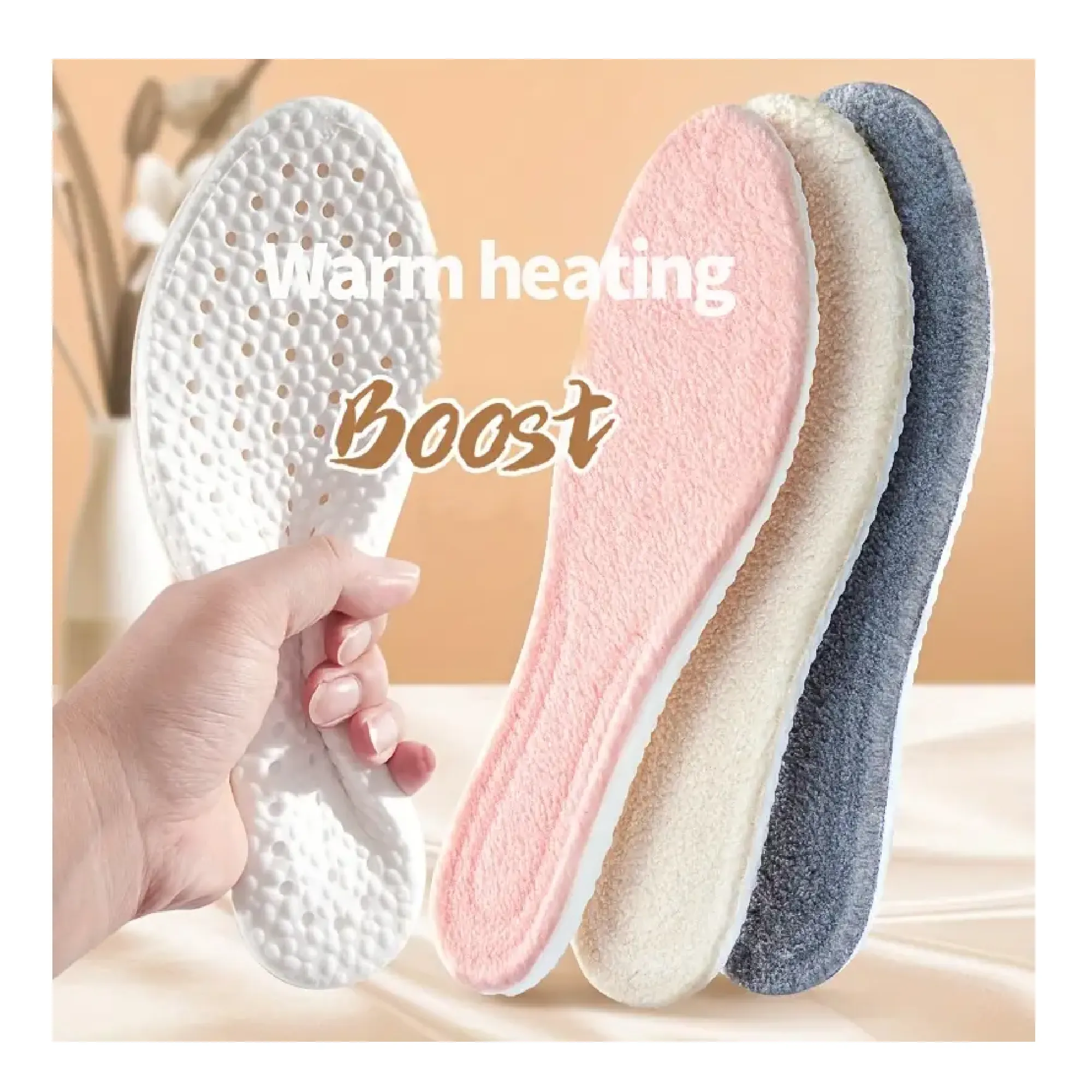 1Pair Thicken Thermal Warm Heated Plush Insoles For Winter, Women & Men