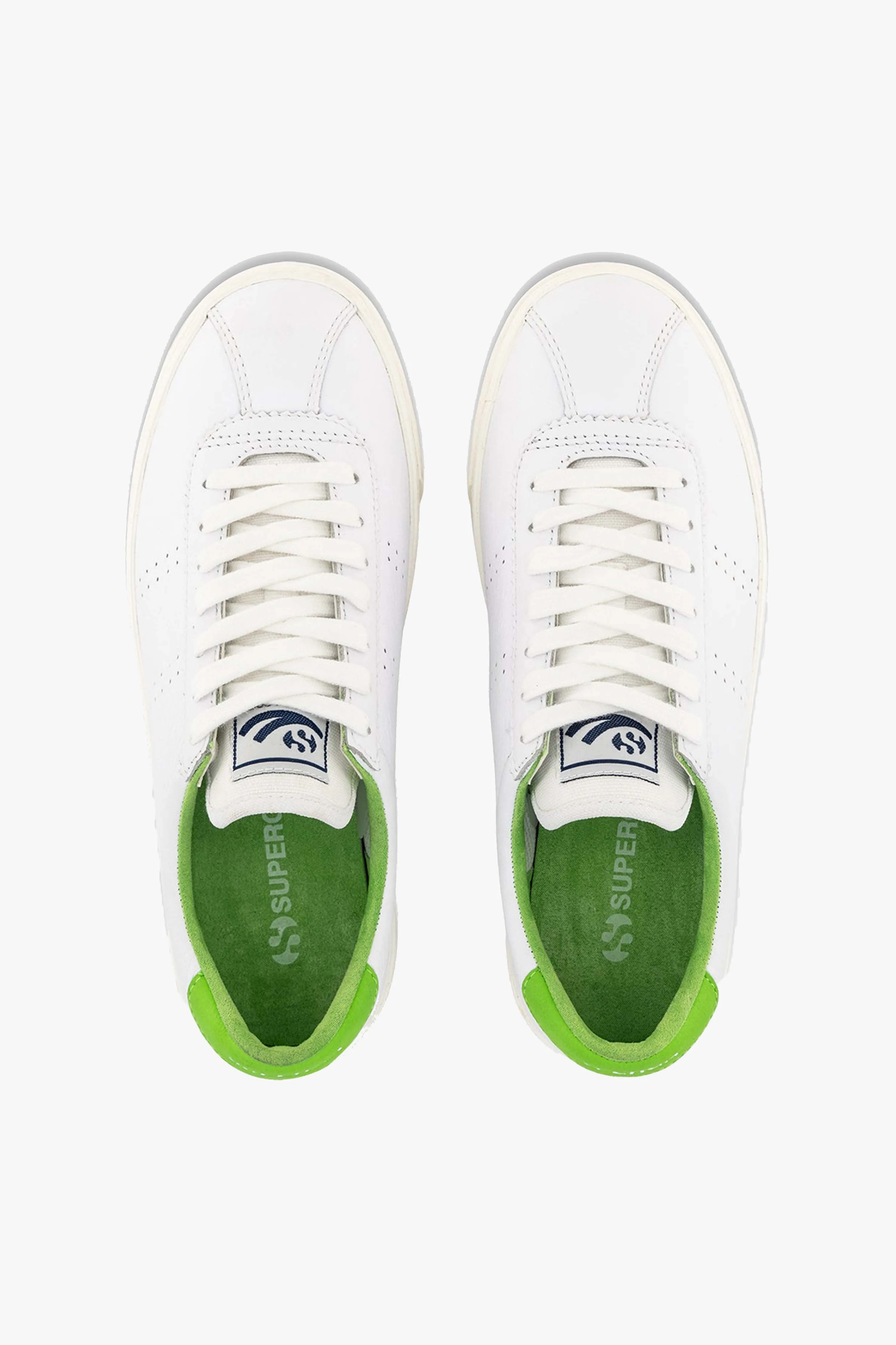 2843 Club S Comfort White with Green Flash Leather Sneaker