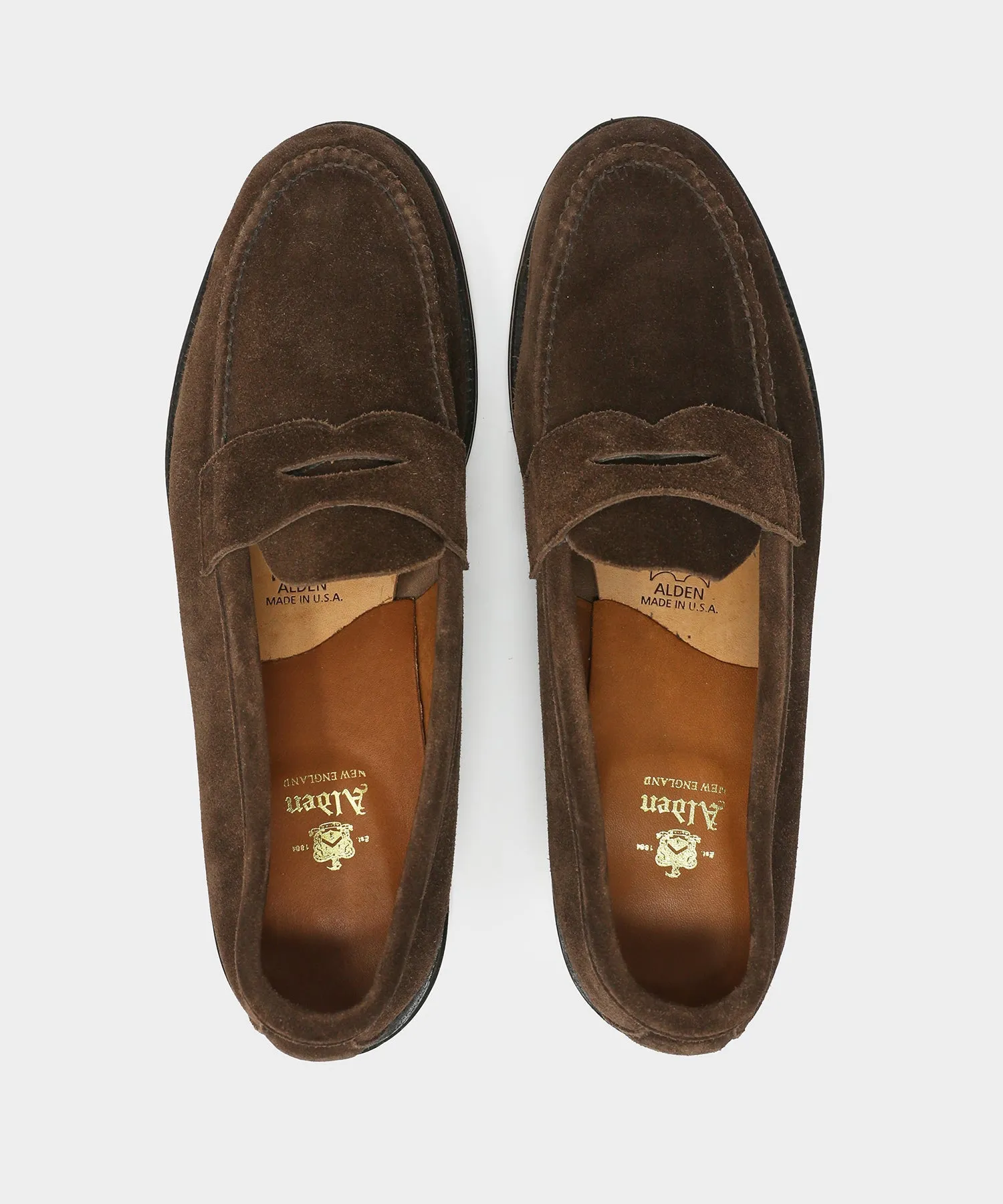 Alden Dark Brown Suede Penny Loafer