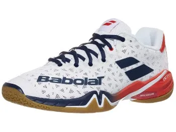 Babolat Men's Shadow Tour Badminton Shoes- White/ Estate Blue