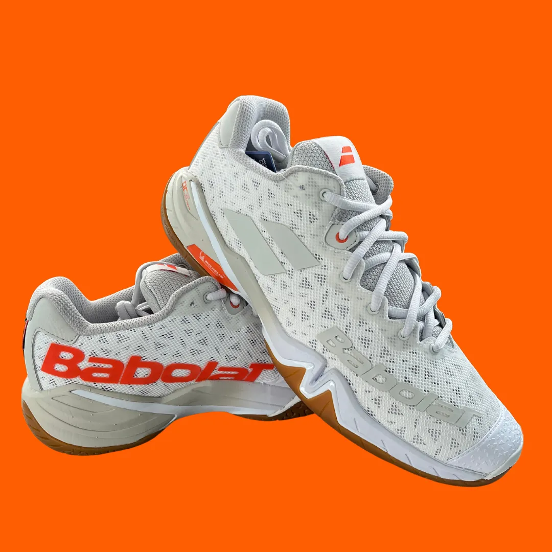 Babolat Men's Shadow Tour Badminton Shoes- White/Light Grey