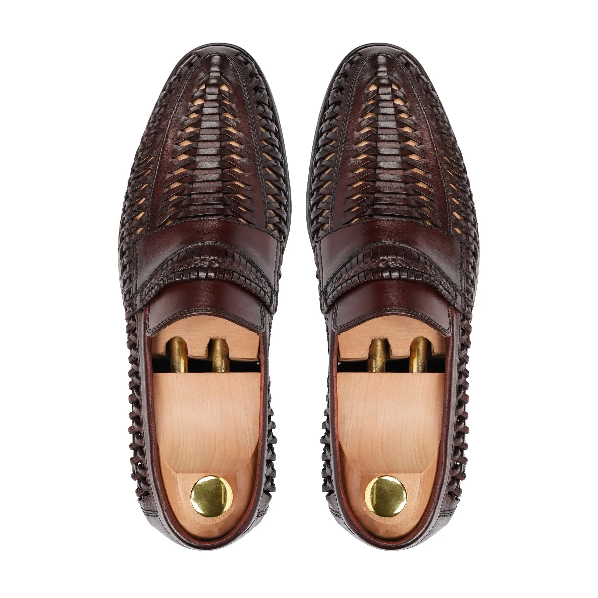 Barcelona - Men's Dark Brown Hand Woven Calf Leather Loafer