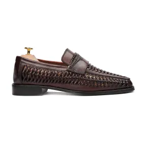 Barcelona - Men's Dark Brown Hand Woven Calf Leather Loafer