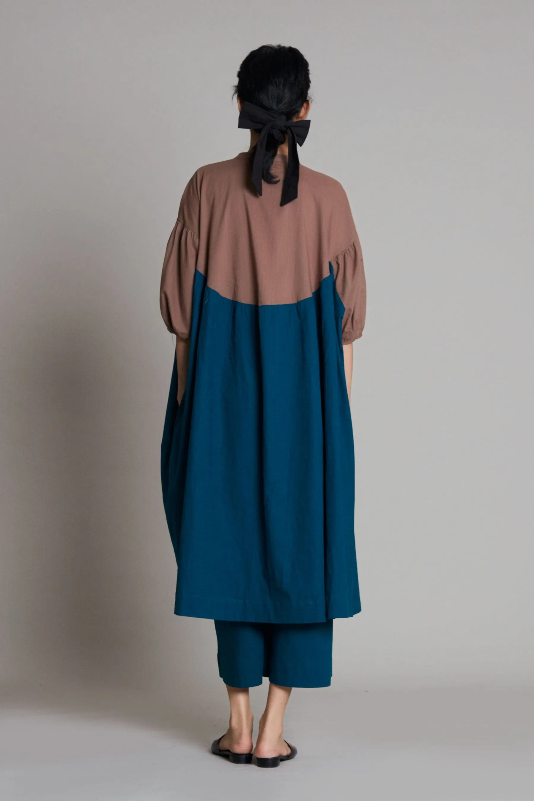 Beige & Teal Blue CB Acra Tunic Set