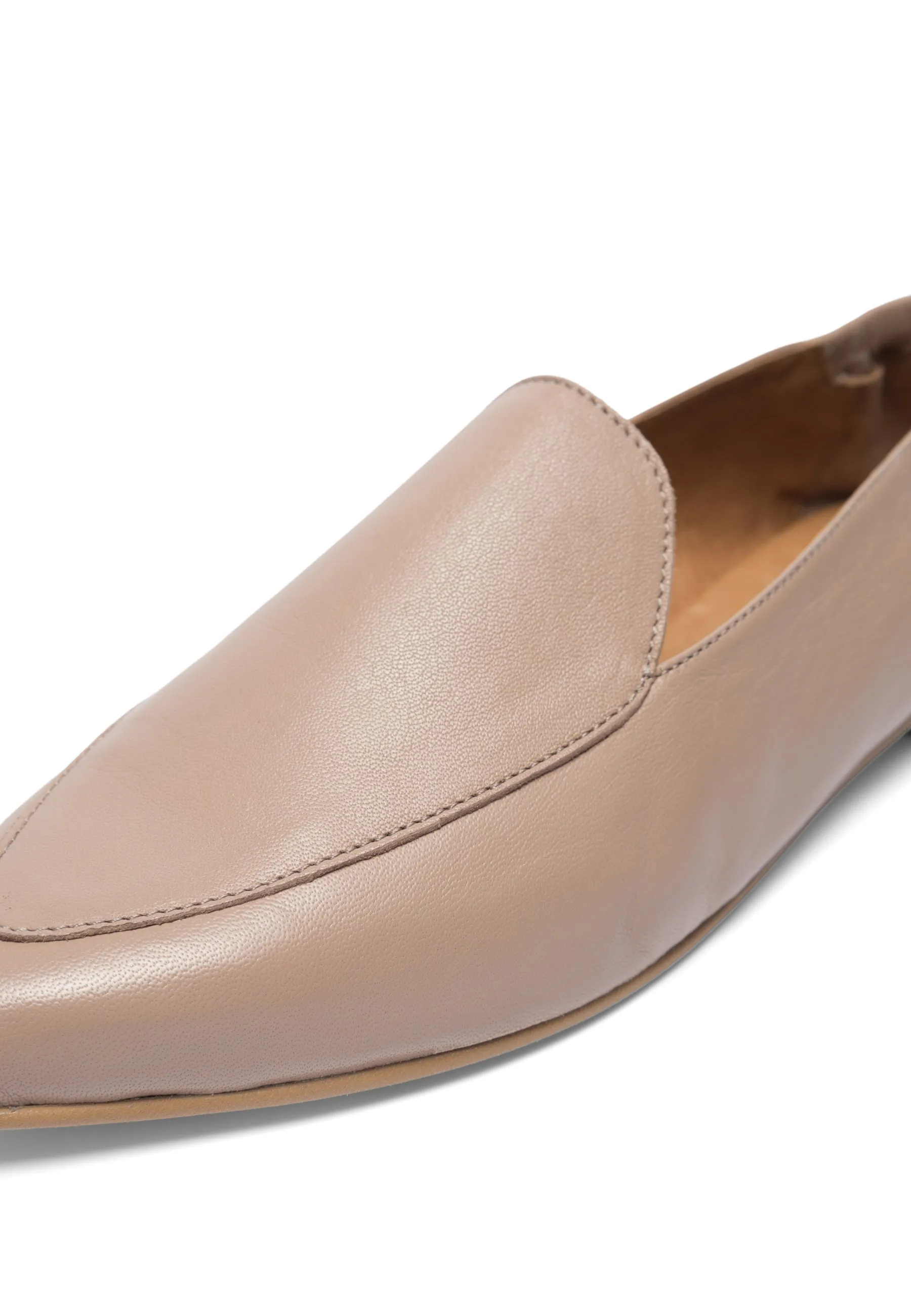 Biatracey Nougat Flat Leather Loafers