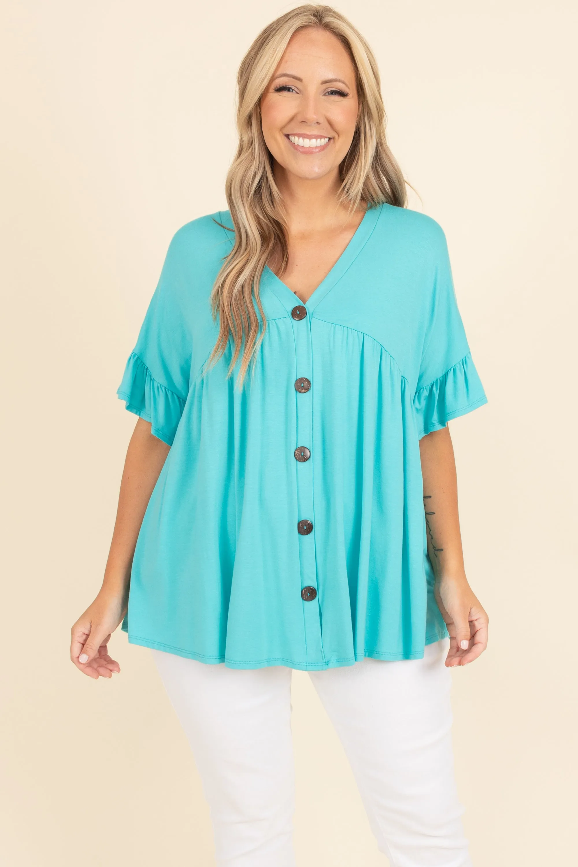 Bittersweet Beginnings Top, Turquoise