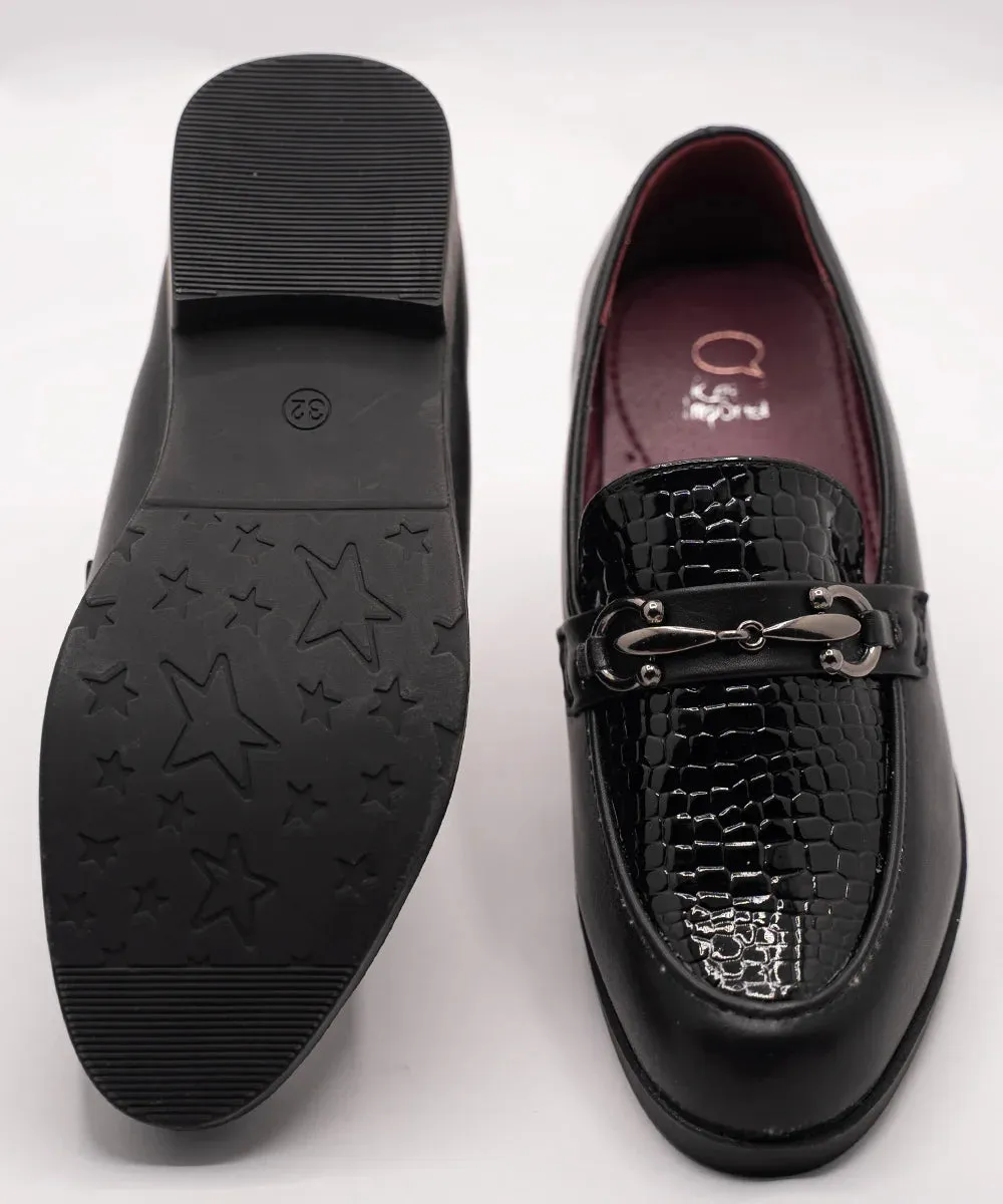 Black Party wear loafer shoes for Boys