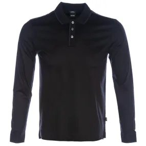 BOSS Paver 15 Long Sleeve Polo Shirt in Black