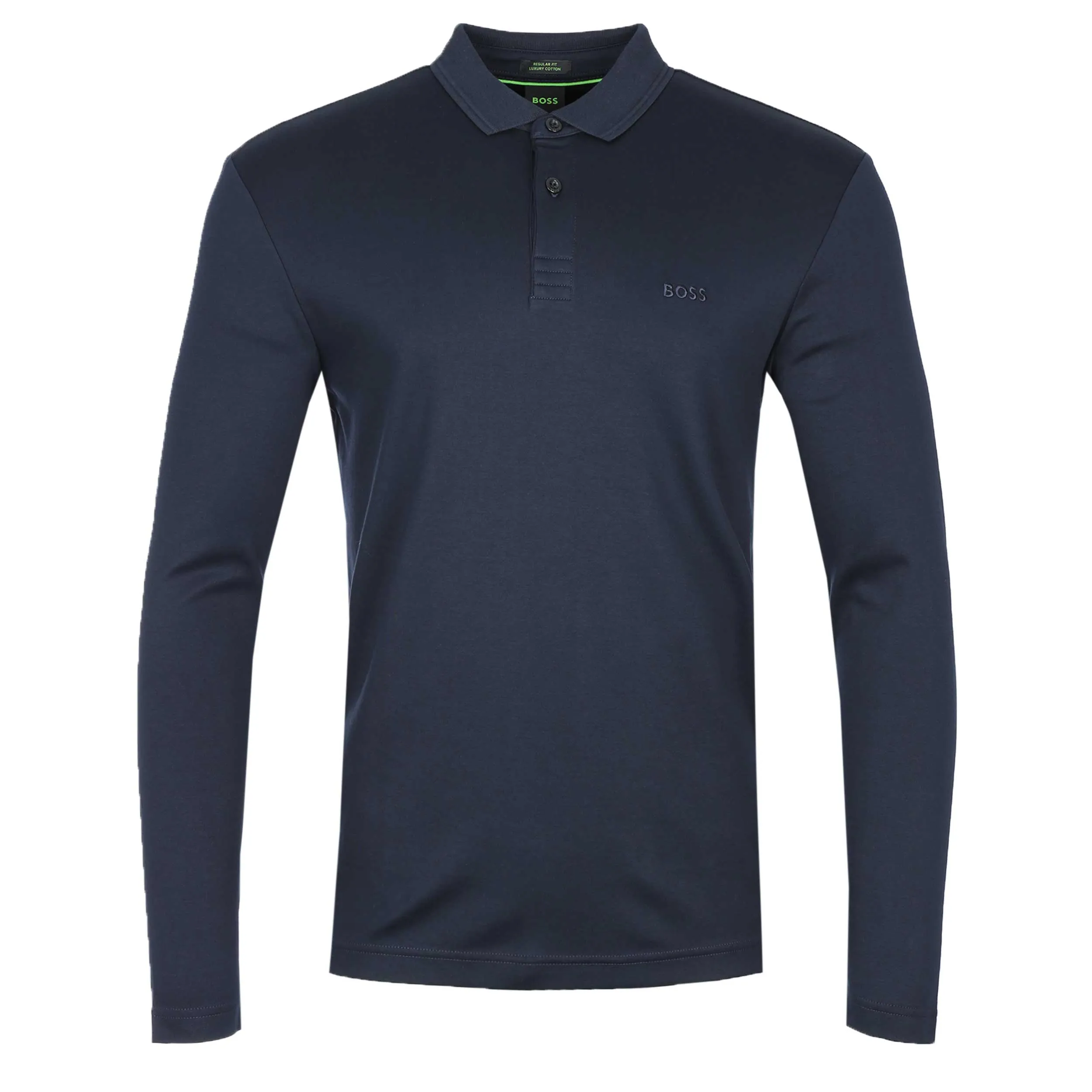 BOSS Pirol Long Sleeve Polo Shirt in Navy