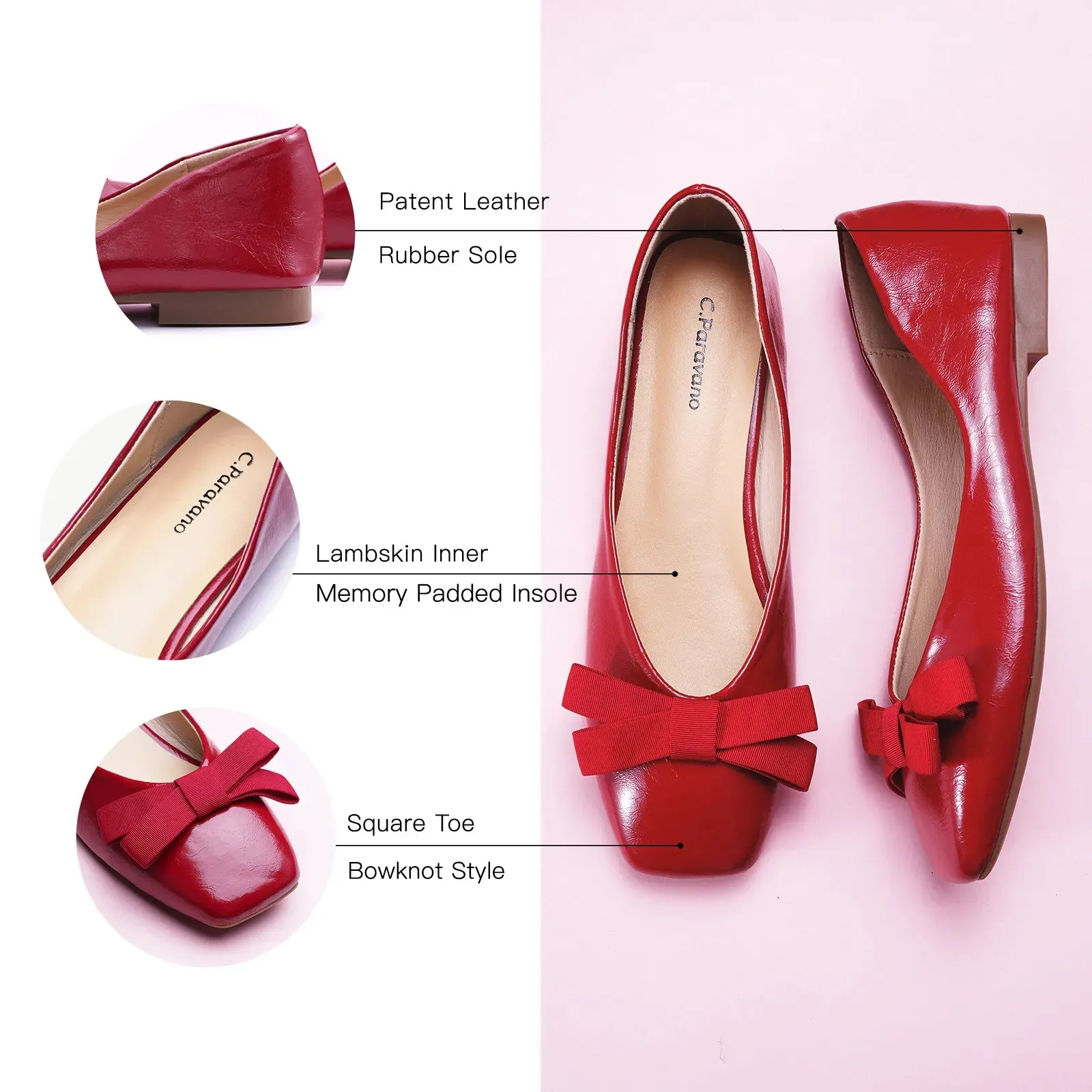 Bowknot Ballerina Flats (Eva) Red