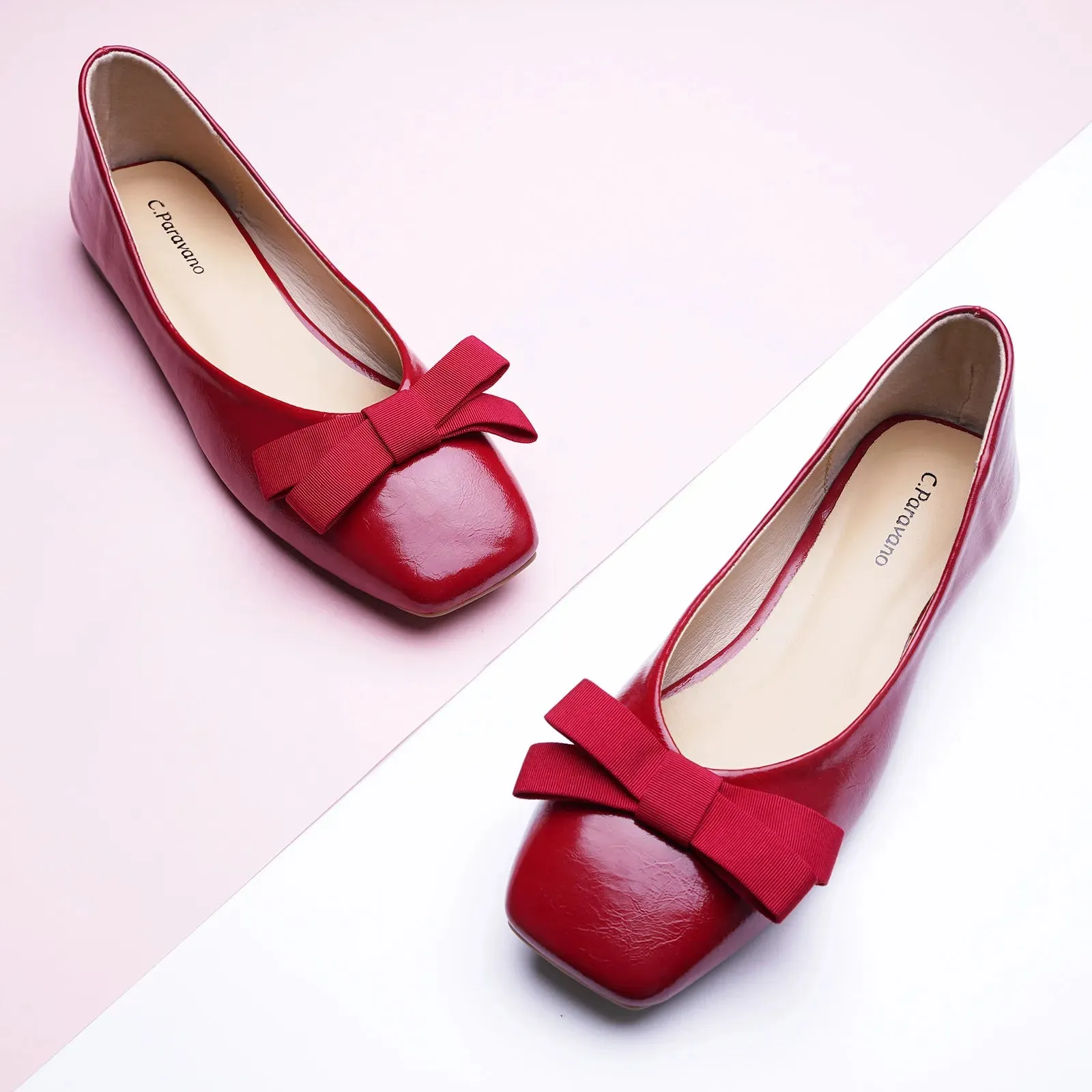 Bowknot Ballerina Flats (Eva) Red