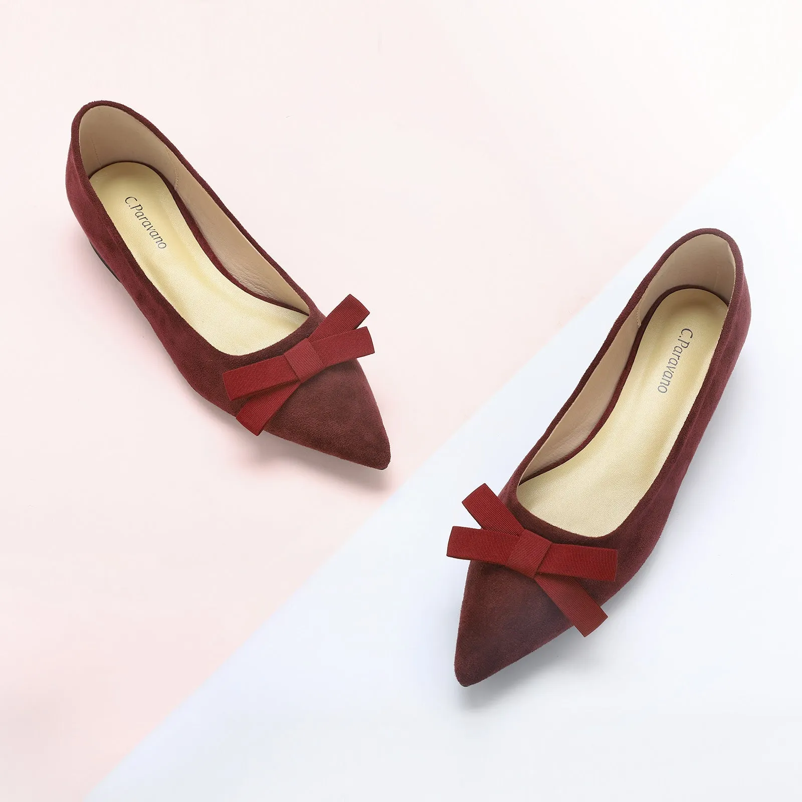 Bowknot Suede Flats (Aida) Red