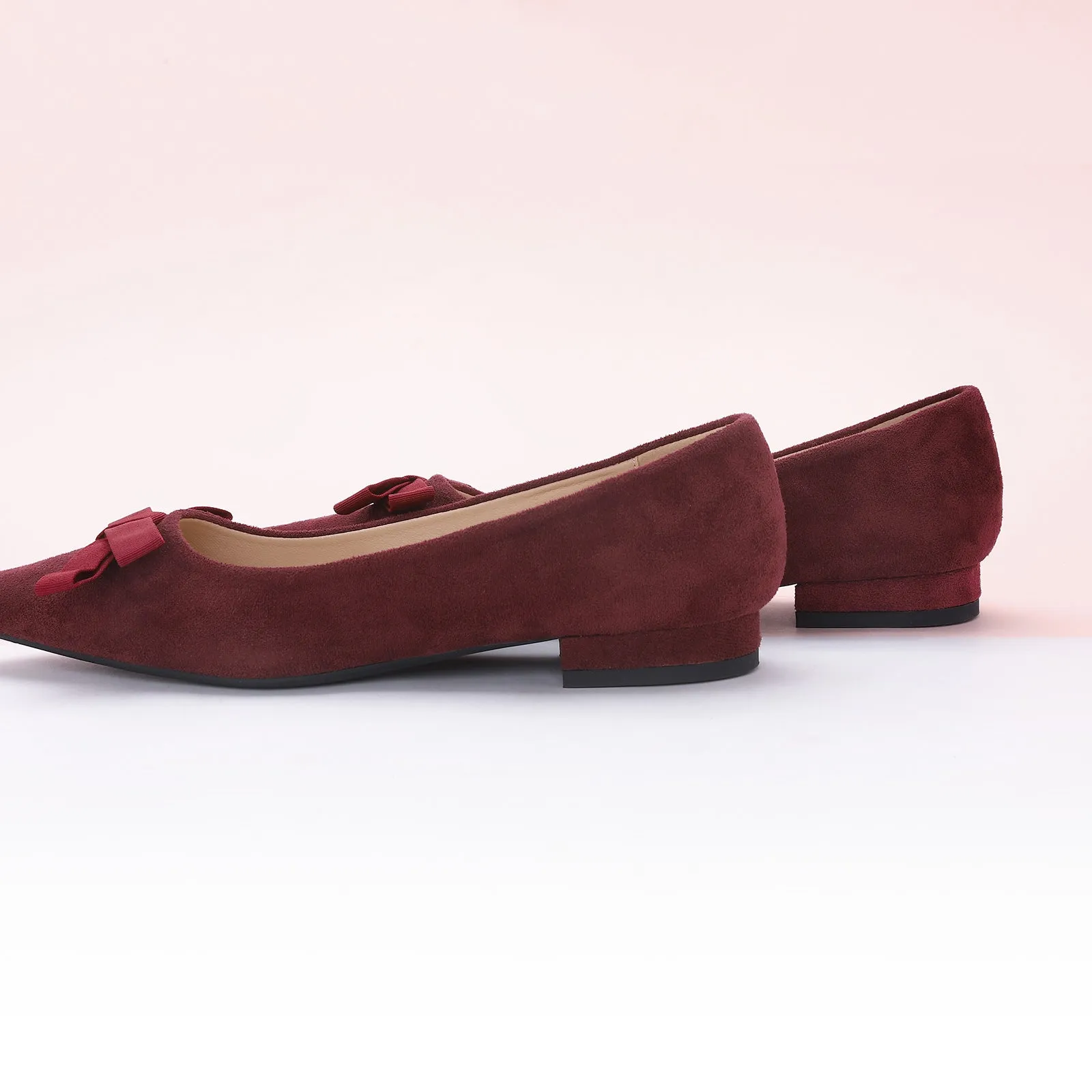 Bowknot Suede Flats (Aida) Red