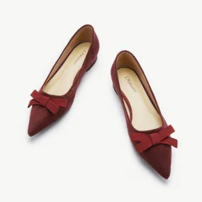 Bowknot Suede Flats (Aida) Red