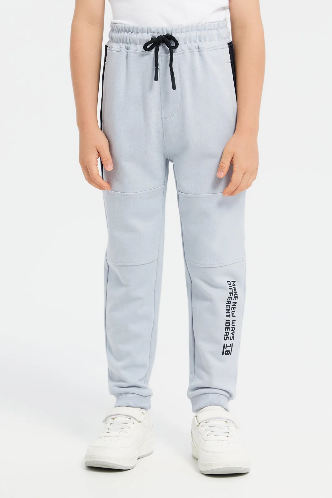 Boys Grey Print Joggers