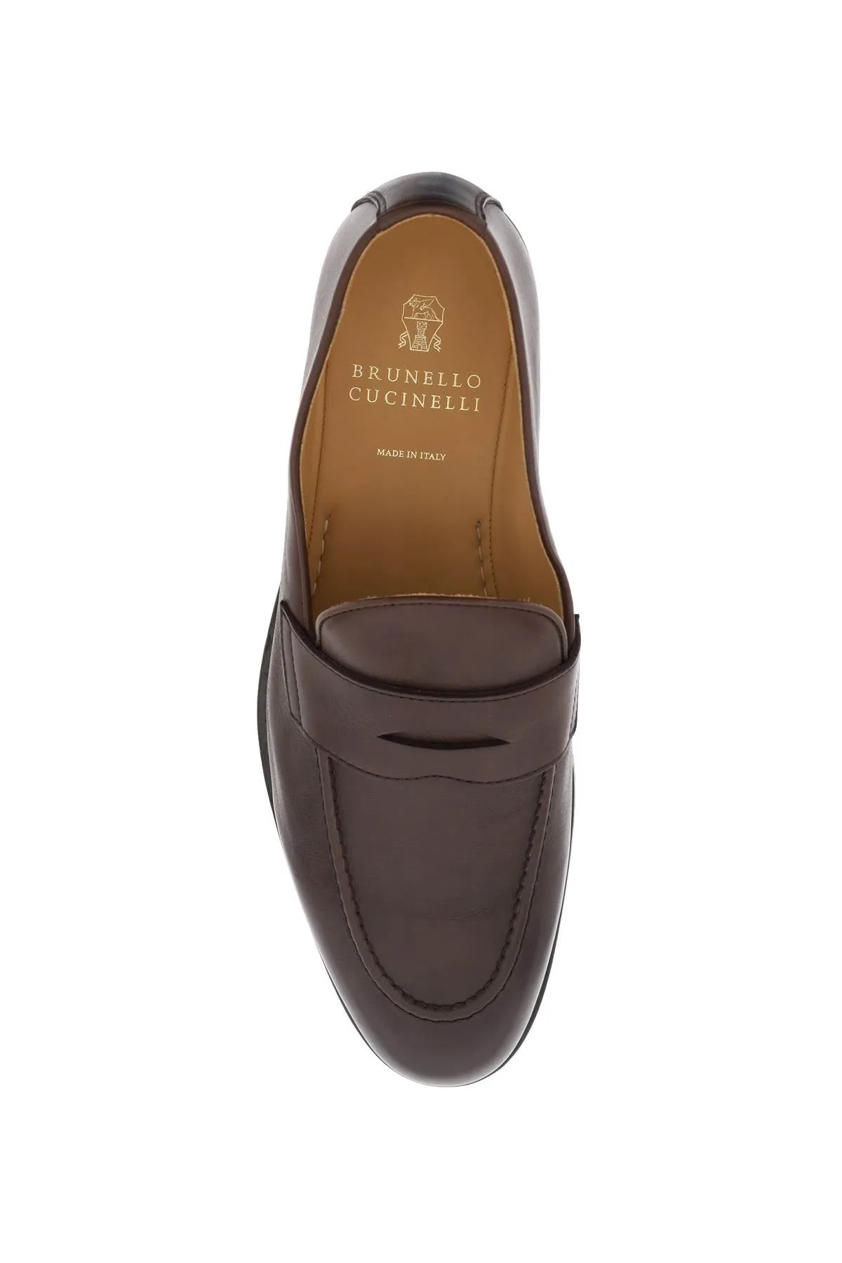 Brunello cucinelli leather penny loafers