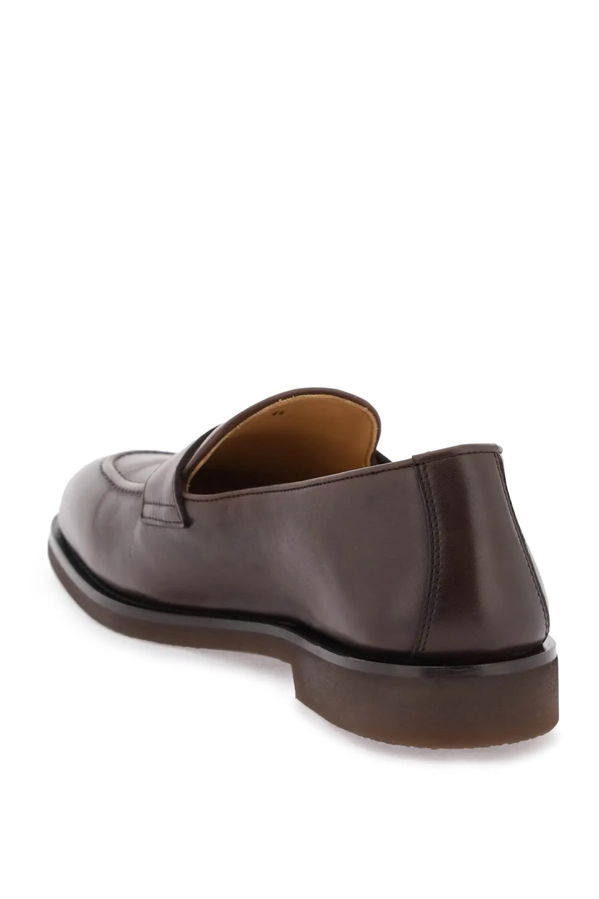 Brunello cucinelli leather penny loafers