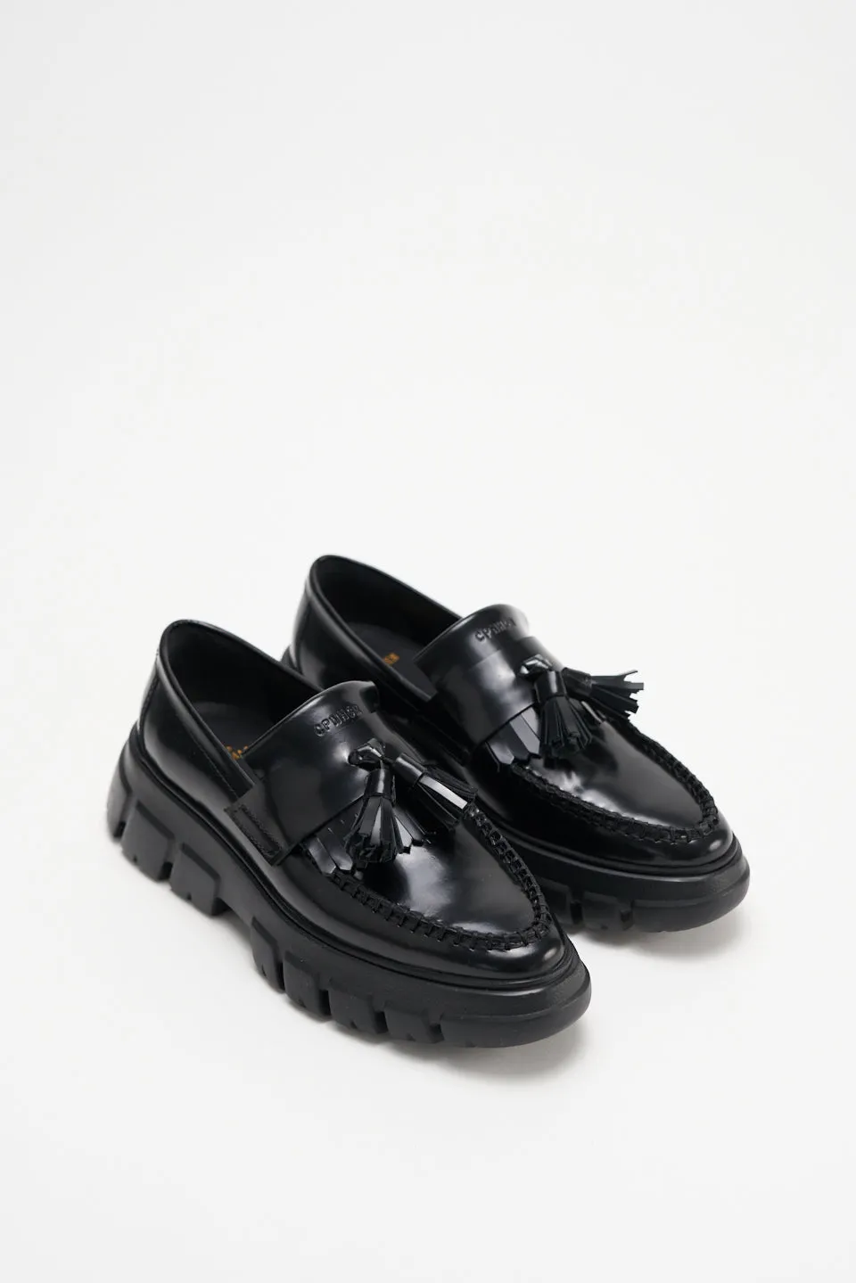 Brushed Vitello Black Chunky Loafers