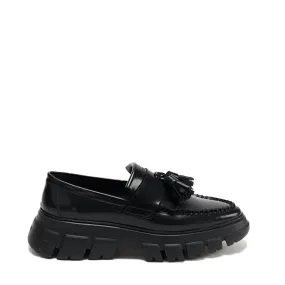 Brushed Vitello Black Chunky Loafers