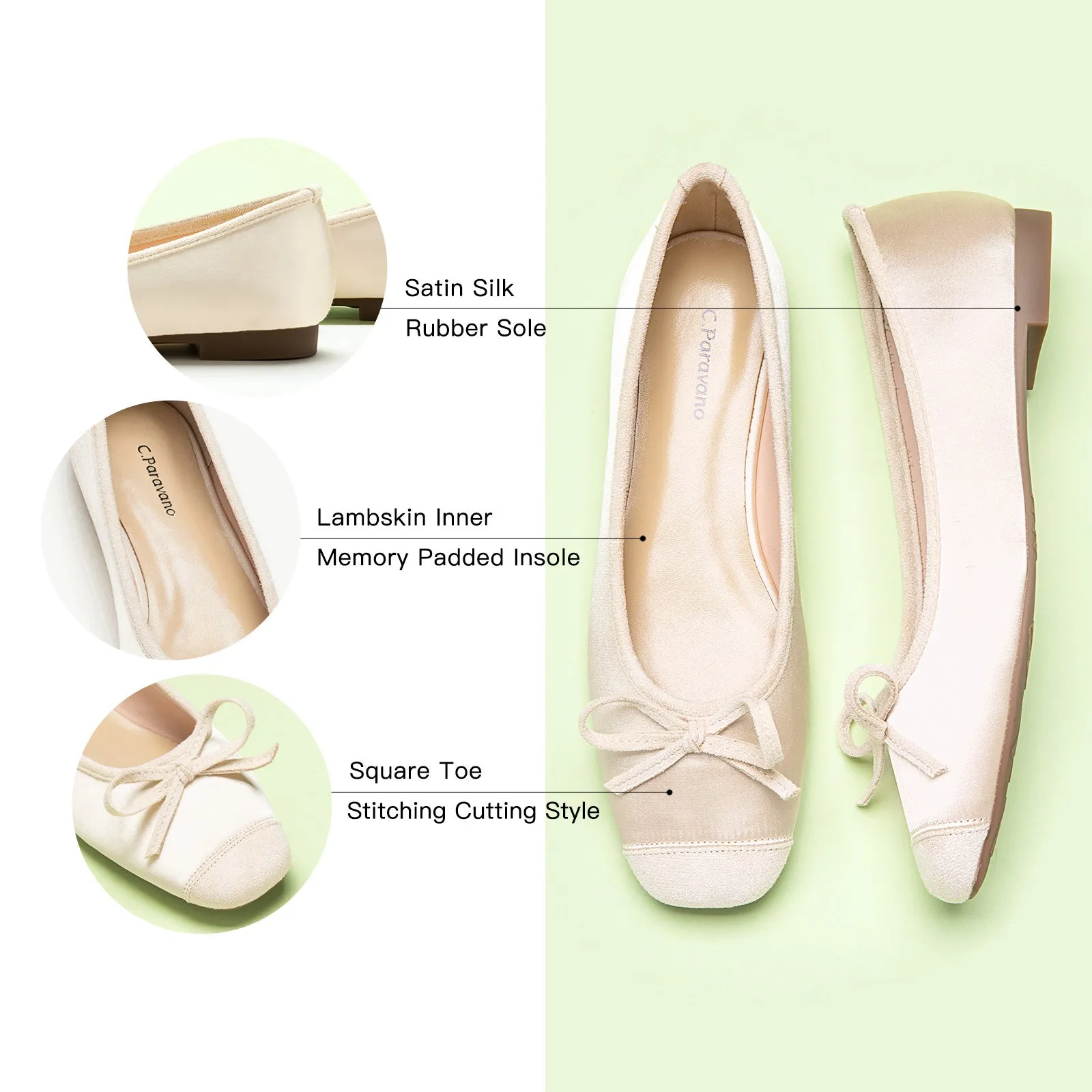 Cap-Toe Silk Ballet Flats (Elena) Lovry