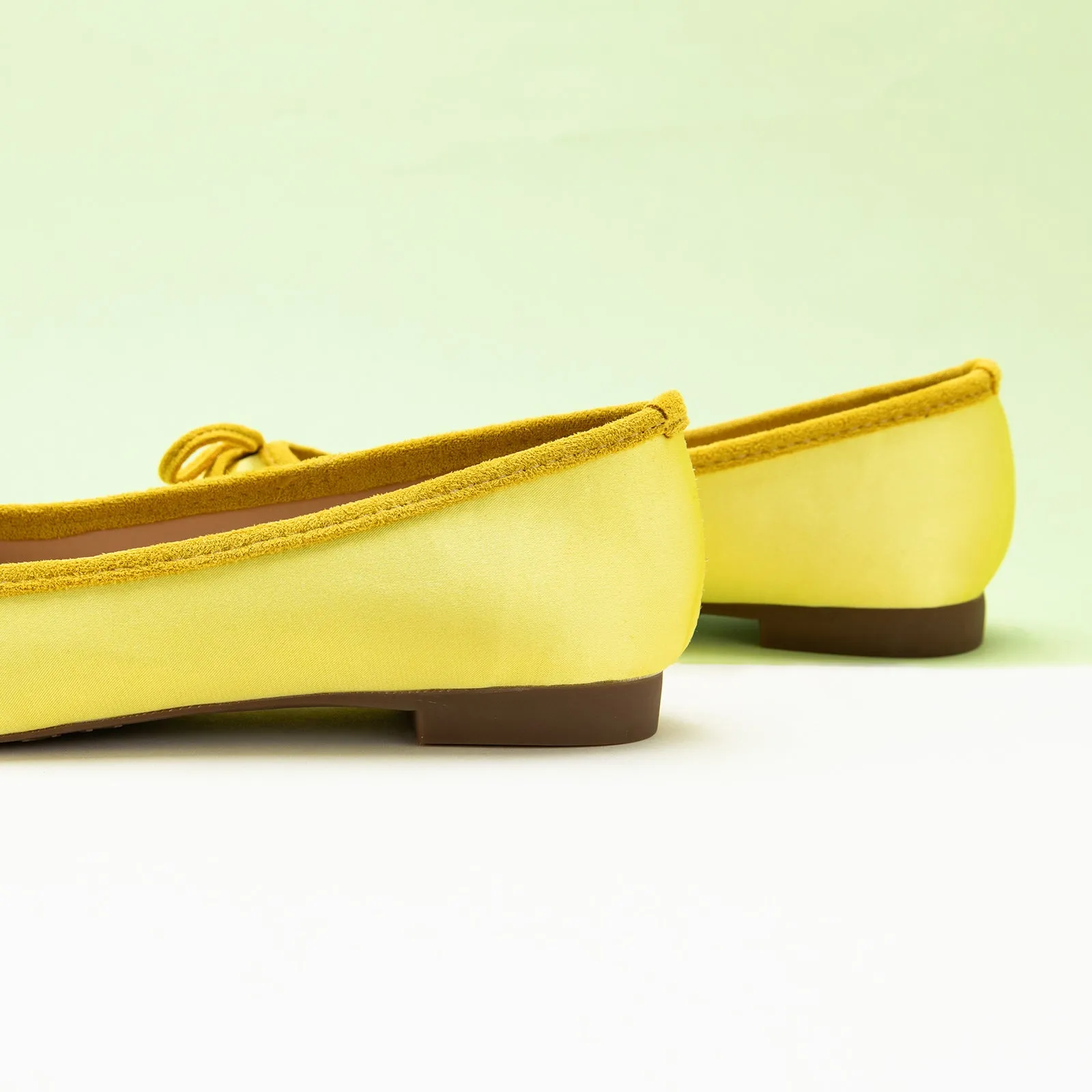 Cap-Toe Silk Ballet Flats (Elena) Yellow