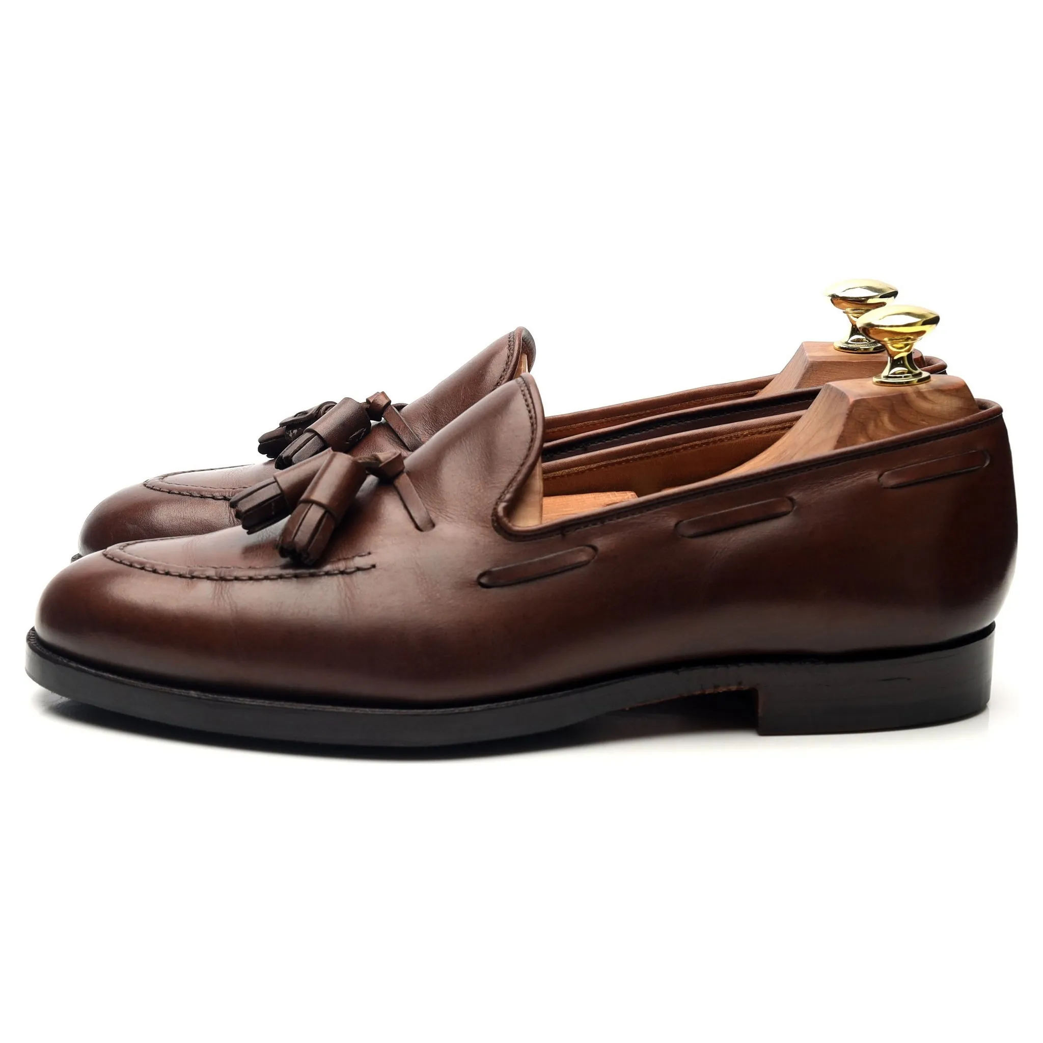 'Cavendish 2' Dark Brown Leather Tassel Loafers UK 7 E