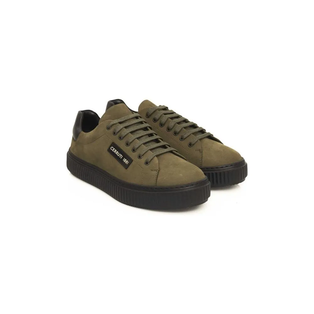 Cerruti 1881 Green Leather Men Sneaker