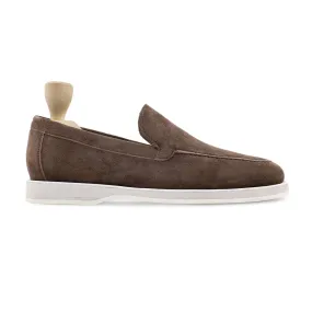 Chikafusa - Men's Dark Brown Kid Suede Loafer