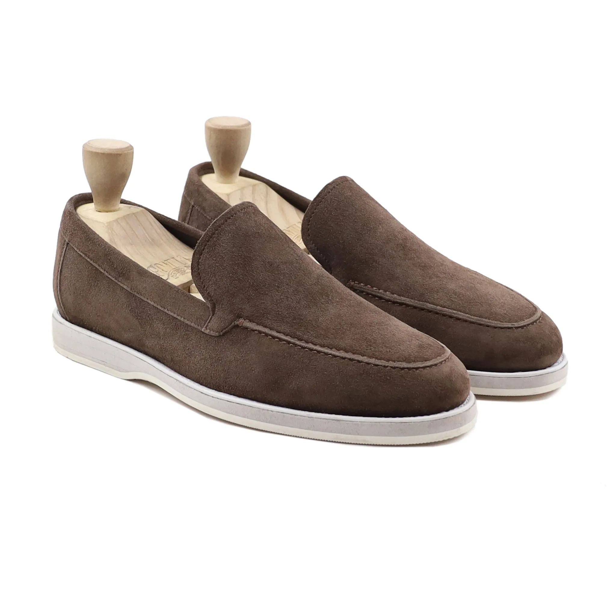 Chikafusa - Men's Dark Brown Kid Suede Loafer