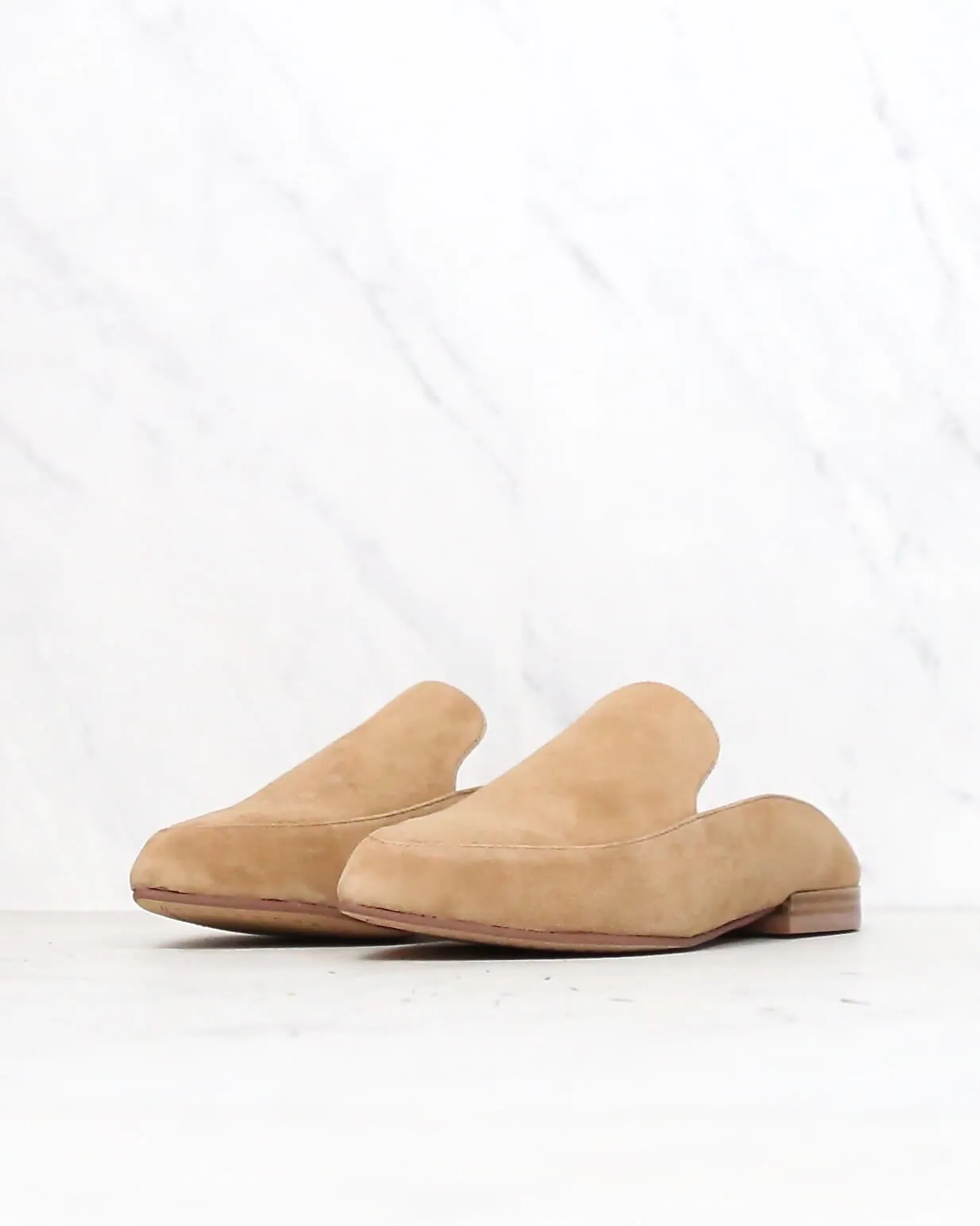 Chinese Laundry x Kristin Cavallari - Capri Camel Kid Suede Loafer Slides