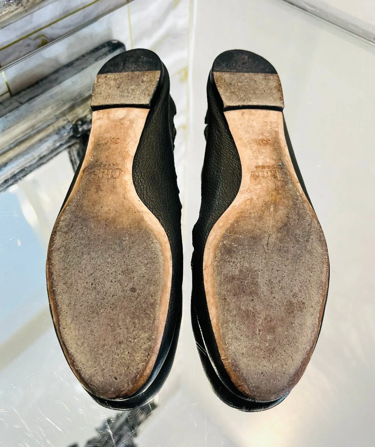 Chloe Leather Ballerina Flats. Size 35.5