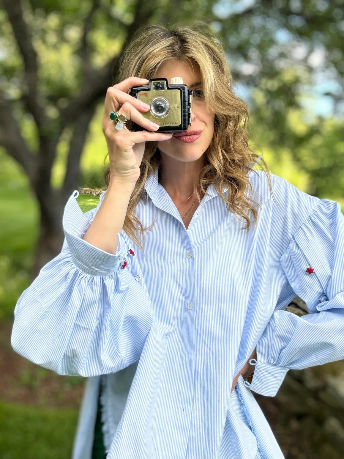 COMFORT ZONE BLUE STRIPE OVERSIZED SHIRT WITH SCALLOP SHORTS