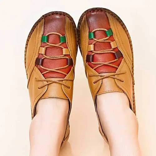 Comfortable Leather Lace Up Loafers For Women