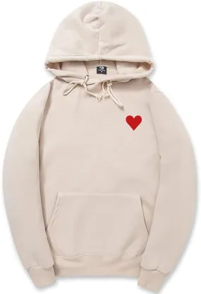 CORIRESHA Red Heart Hoodie Long Sleeve Drawstring Kangaroo Pocket Valentine's Day Sweatshirt