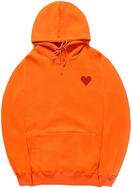 CORIRESHA Red Heart Hoodie Long Sleeve Drawstring Kangaroo Pocket Valentine's Day Sweatshirt