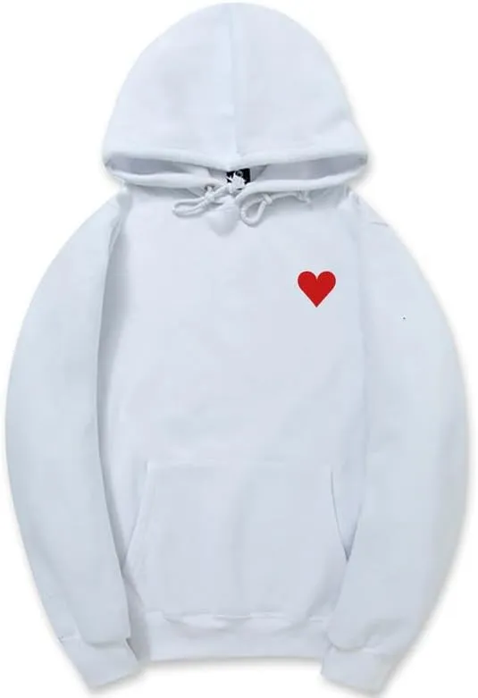 CORIRESHA Red Heart Hoodie Long Sleeve Drawstring Kangaroo Pocket Valentine's Day Sweatshirt