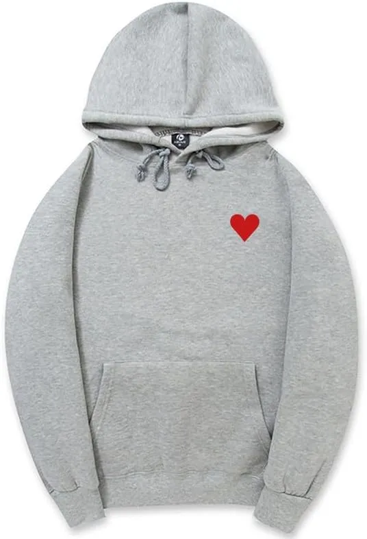 CORIRESHA Red Heart Hoodie Long Sleeve Drawstring Kangaroo Pocket Valentine's Day Sweatshirt