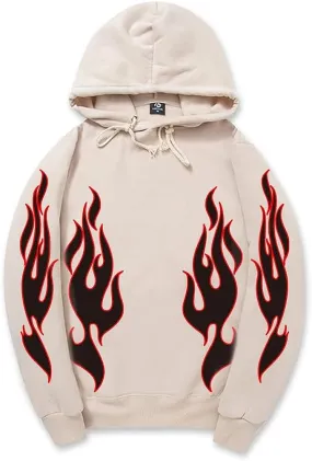 CORIRESHA Unisex Trendy Flame Hoodie Long Sleeve Drawstring Casual Y2K Aesthetic Sweatshirt