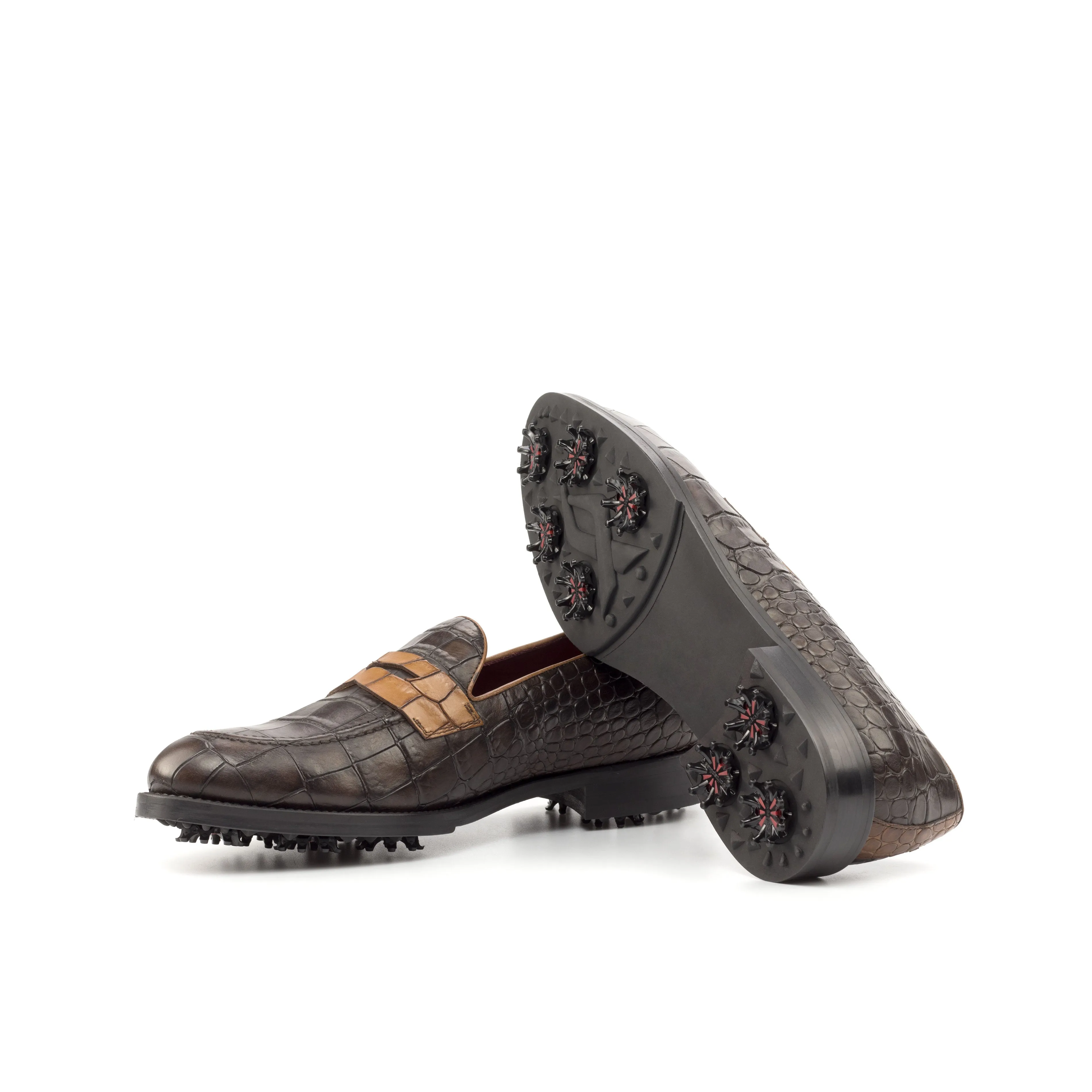 DapperFam Luciano Golf in Dark Brown / Med Brown Men's Italian Leather Loafer