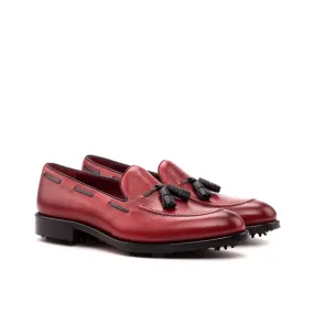 DapperFam Luciano Golf in Red / Black Men's Italian Full Grain Leather & Italian Pebble Grain Leather Loafer