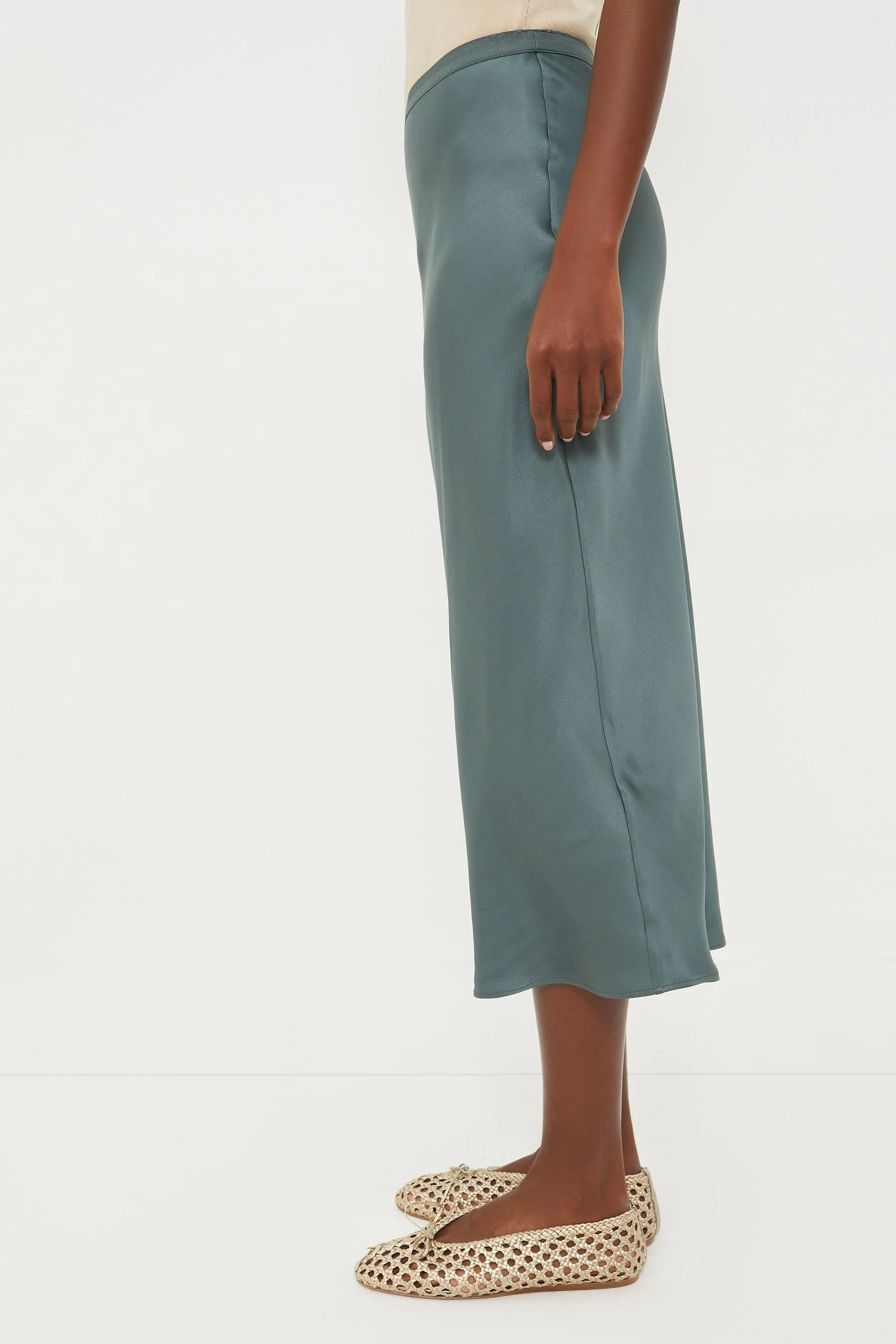 Dark Sage Bar Silk Skirt