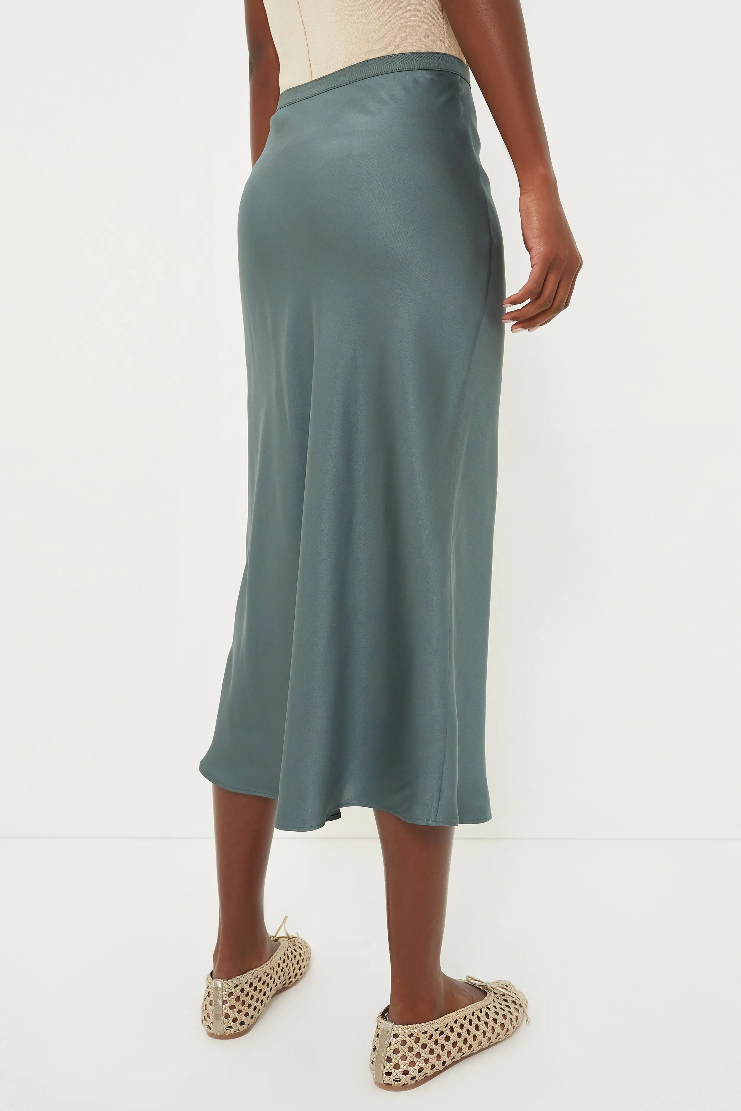 Dark Sage Bar Silk Skirt