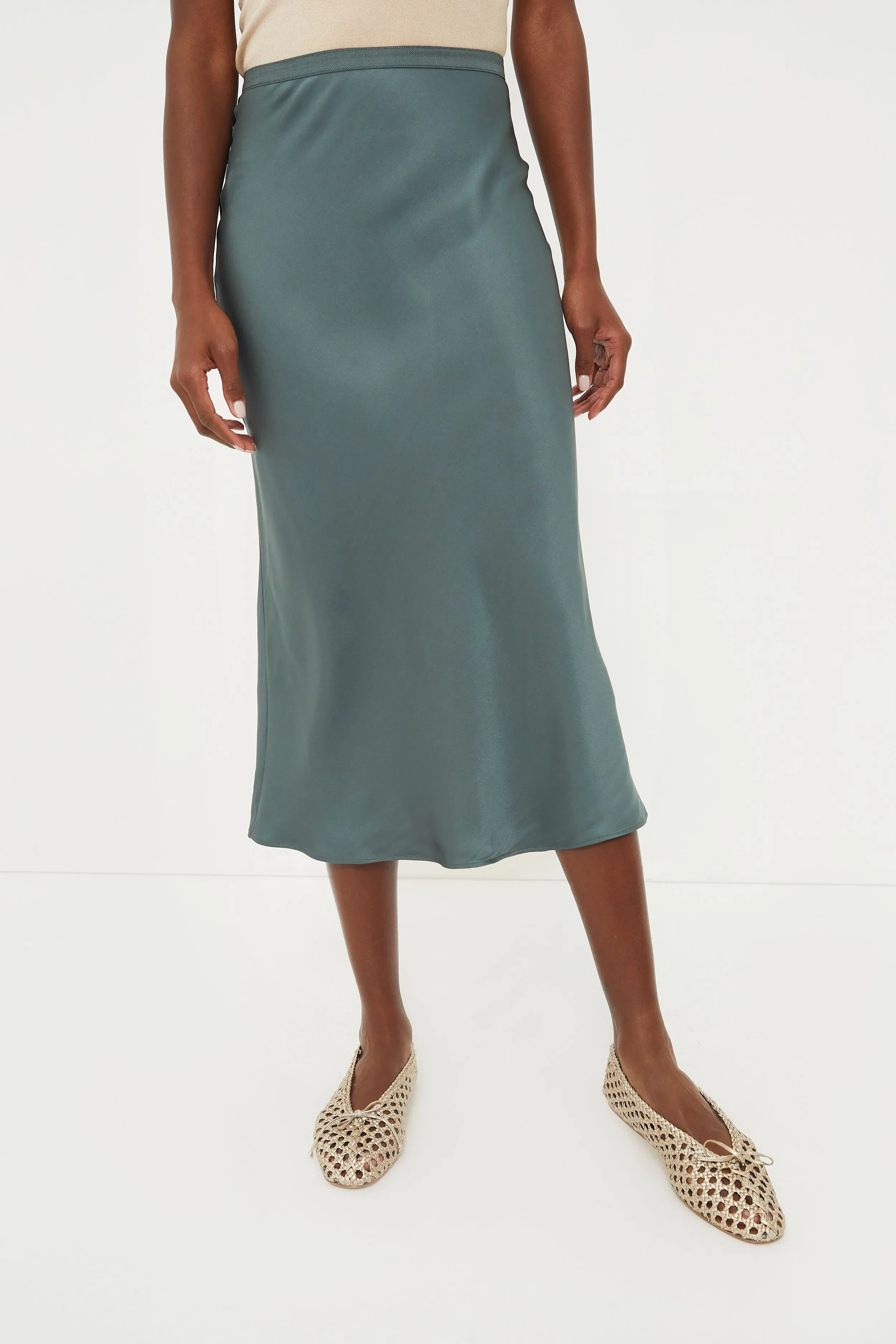 Dark Sage Bar Silk Skirt