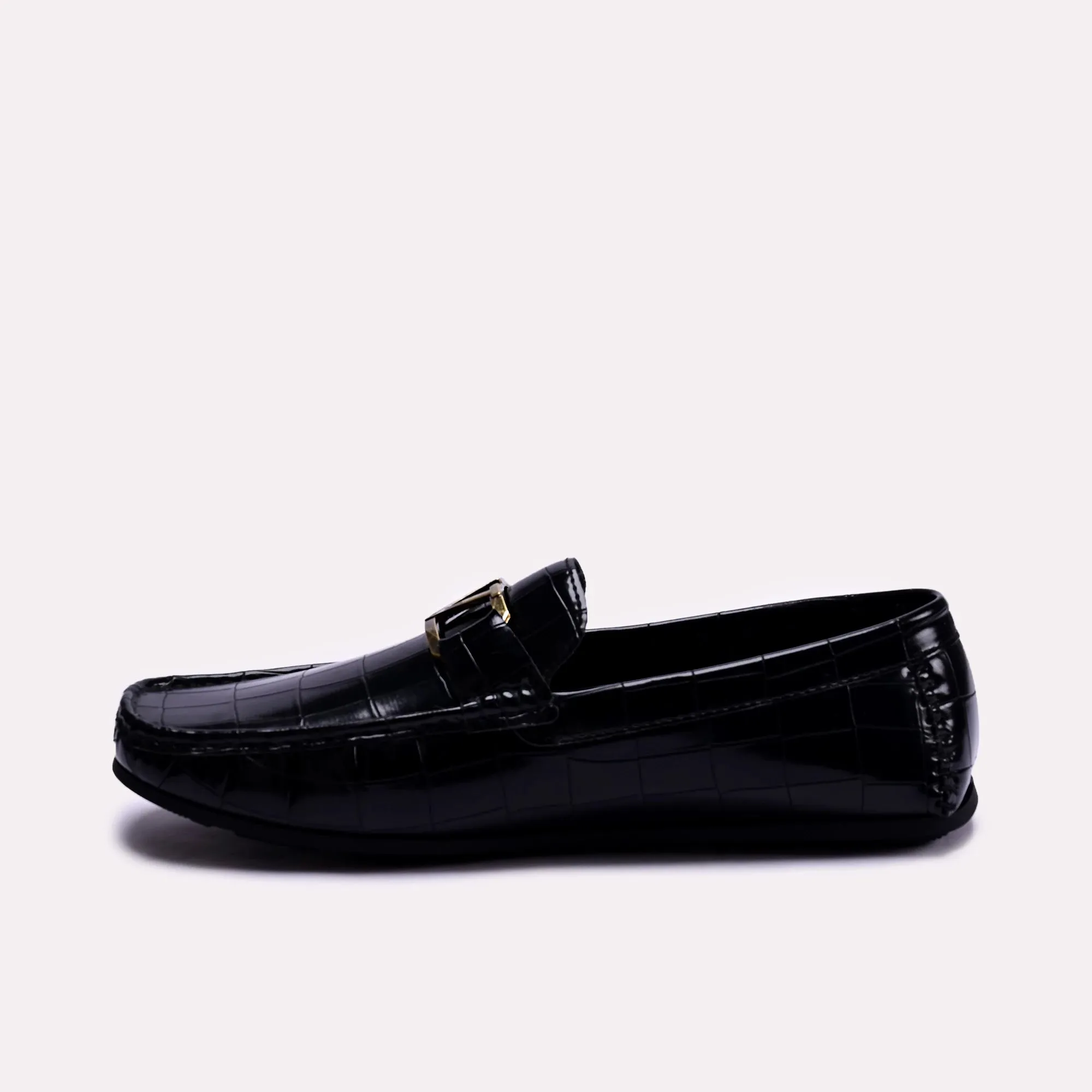 Davis Black Textured Loafers 0130784