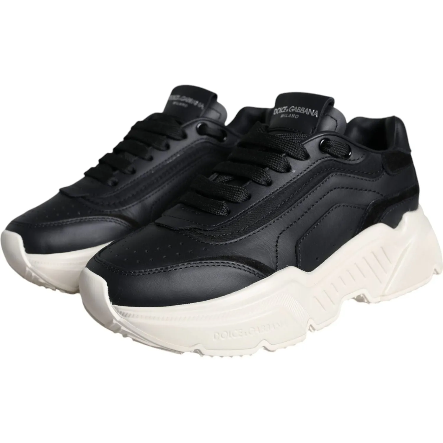 Dolce & Gabbana Black White DAYMASTER Leather Sneakers Shoes