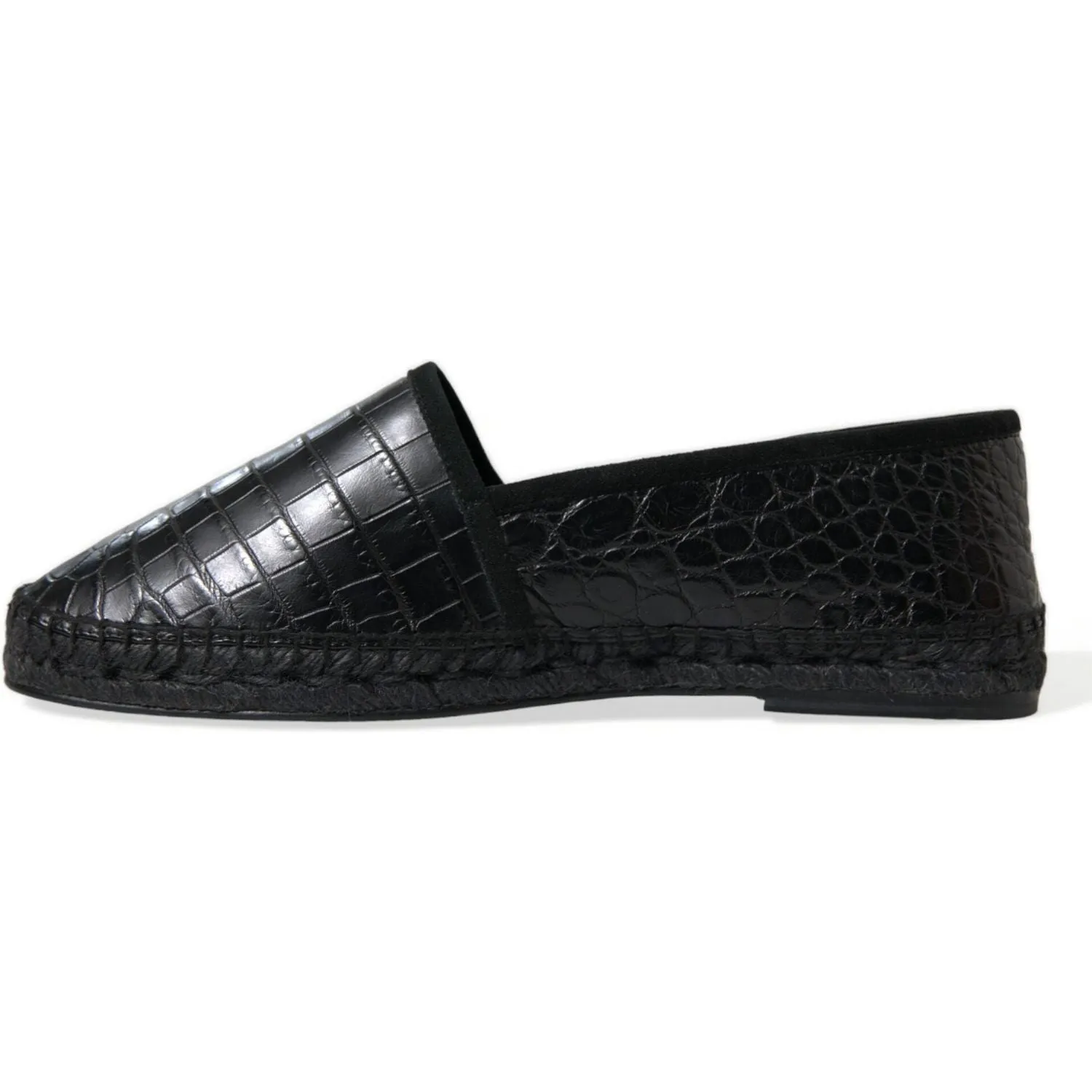 Dolce & Gabbana Exotic Black Leather Espadrilles