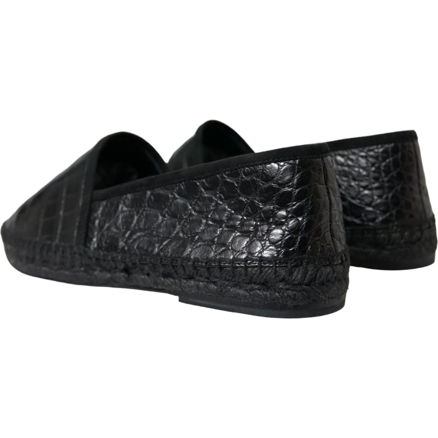 Dolce & Gabbana Exotic Black Leather Espadrilles