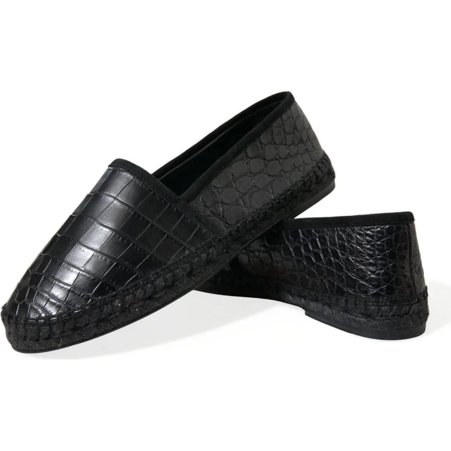 Dolce & Gabbana Exotic Black Leather Espadrilles