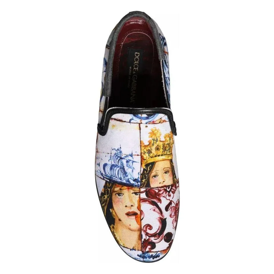 Dolce & Gabbana Multicolor Madonna Majolica Amalfi Men Loafers Shoes